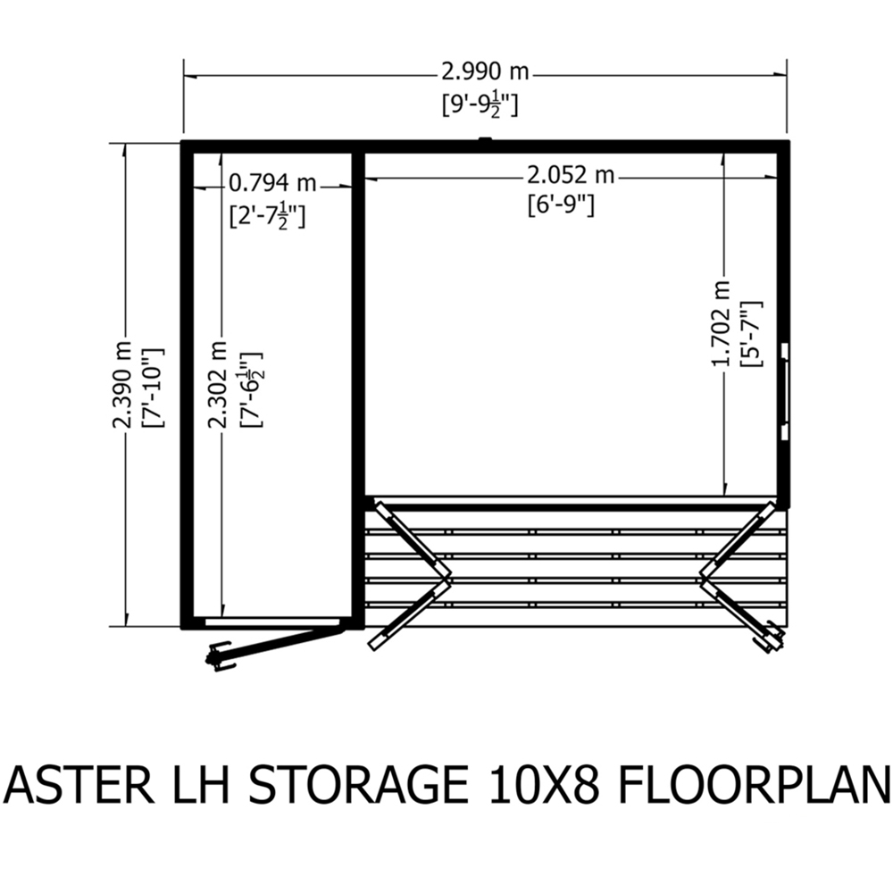Shire Aster 10 x 8ft Shiplap Left Hand Storage Pent Summerhouse Image 4