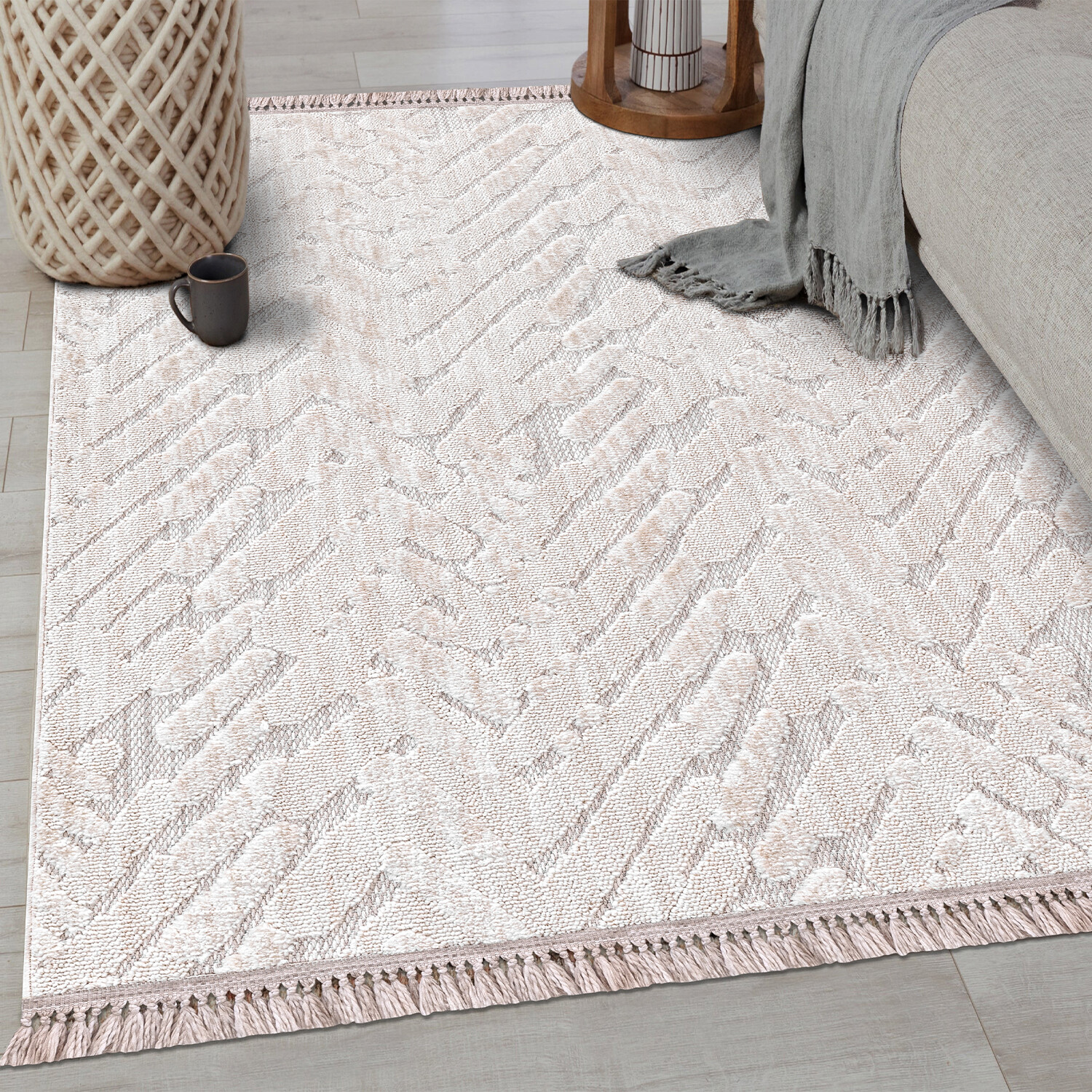 Broadway Chevron Rug - Natural / 120cm Image 2