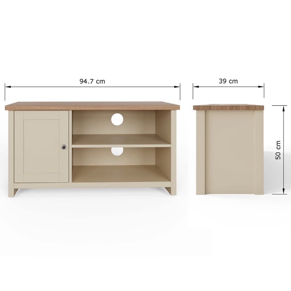 GFW Lancaster Single Door 2 Shelf Cream Small TV Cabinet Image 9