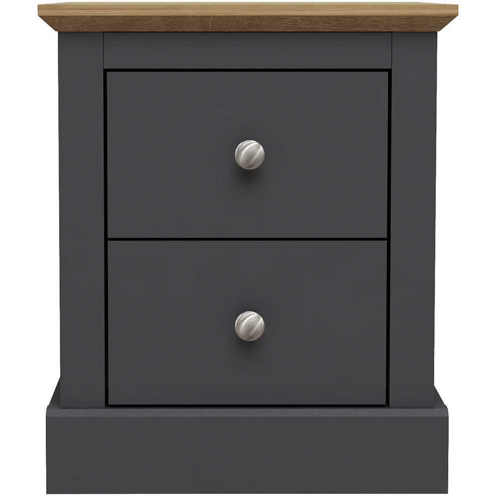 Devon 2 Drawer Charcoal Bedside Table Image 2