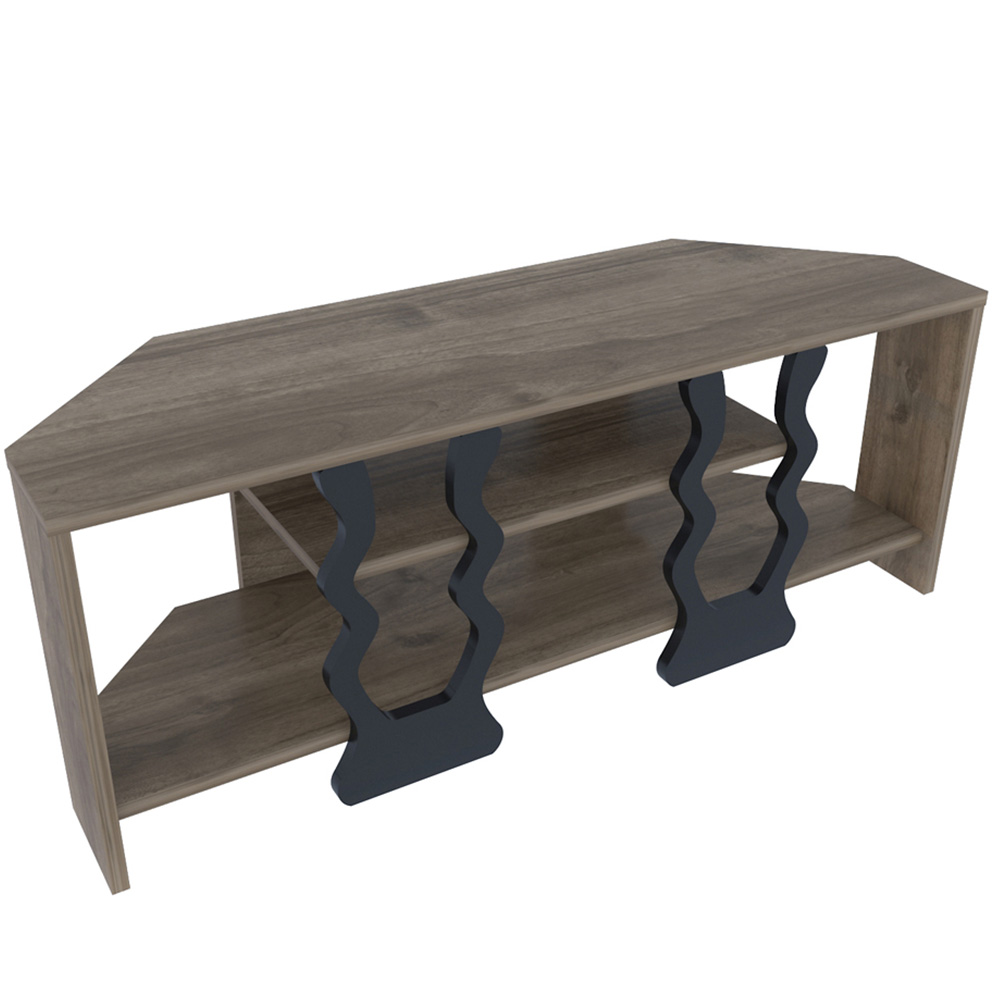 Decorotika Firal 2 Shelf Walnut and Black Corner TV Unit Image 6