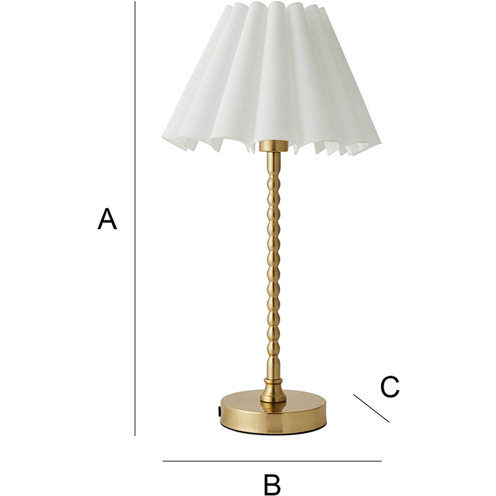 ValueLights Maeve White and Gold Scallop Pleated Tapered Shade Bobbin Bobble Table Lamp and Bulb Image 7