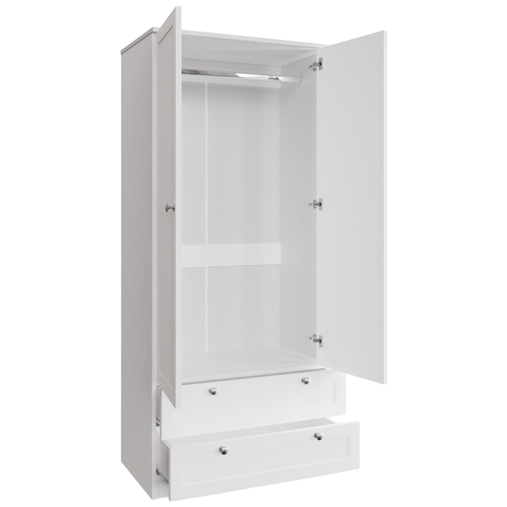 FWStyle Artus 2 Door 2 Drawer White Panelled Combination Wardrobe Image 3