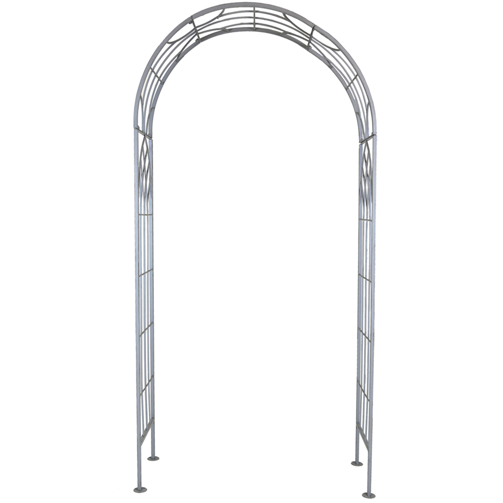 Charles Bentley 3.3 x 1.1ft Grey Wrought Iron Arch with Trellis Sides Image 2