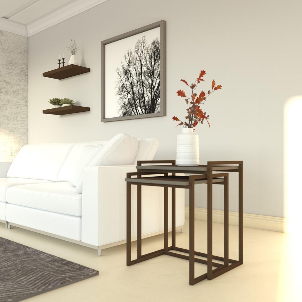 Decorotika Linea Vintage Metal Nest of Tables Set of 2 Image 3