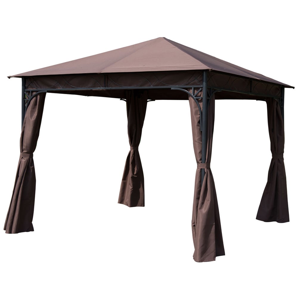3x3m Gazebo Metal Brown Image 2