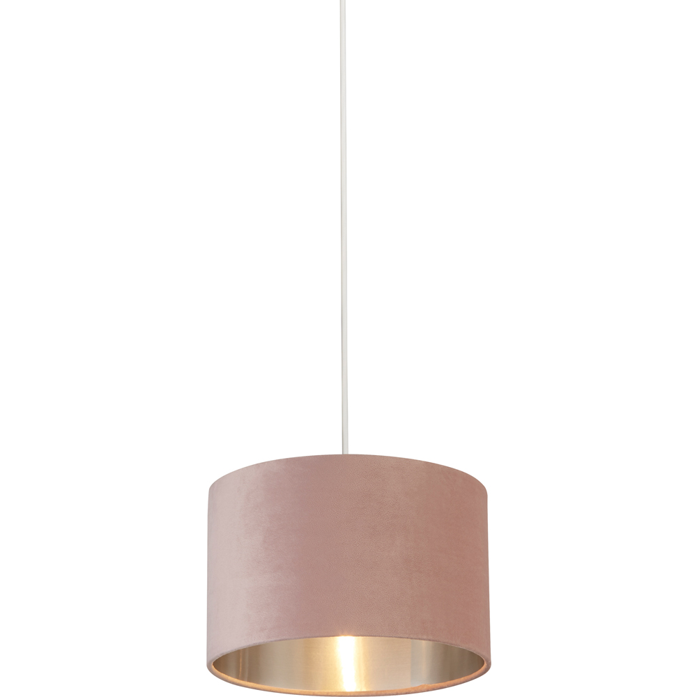 Lighting Collection Pink Silver Inner Velvet Drum Shade Image 3