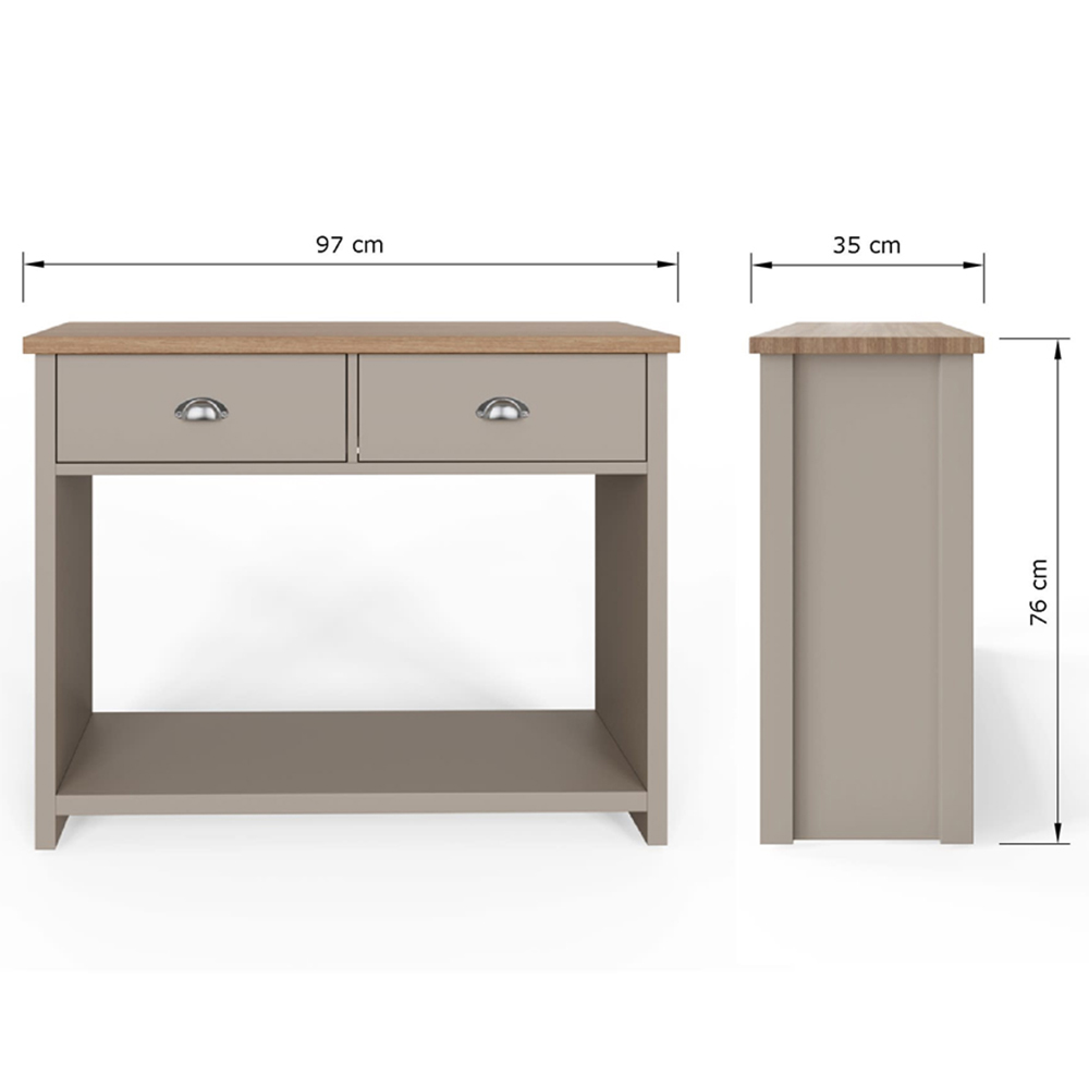 GFW Lancaster 2 Drawer Grey Console Table Image 9