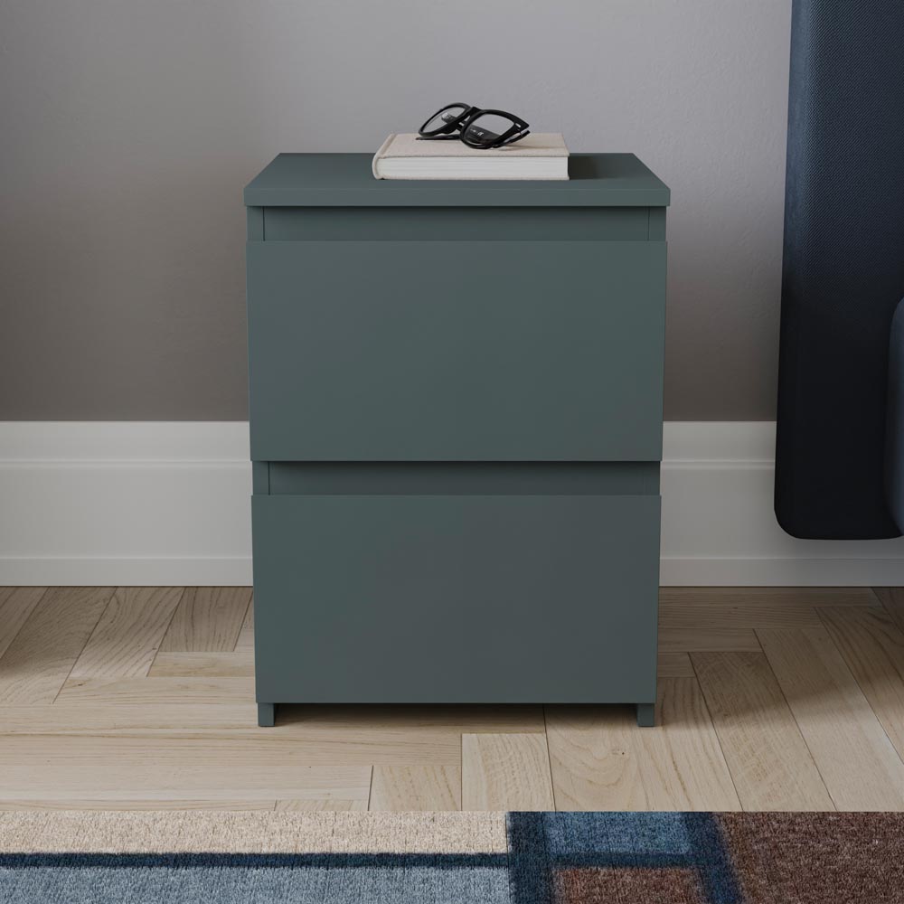 Vida Designs Denver Jasper Green 2 Drawer Bedside Table Image 3