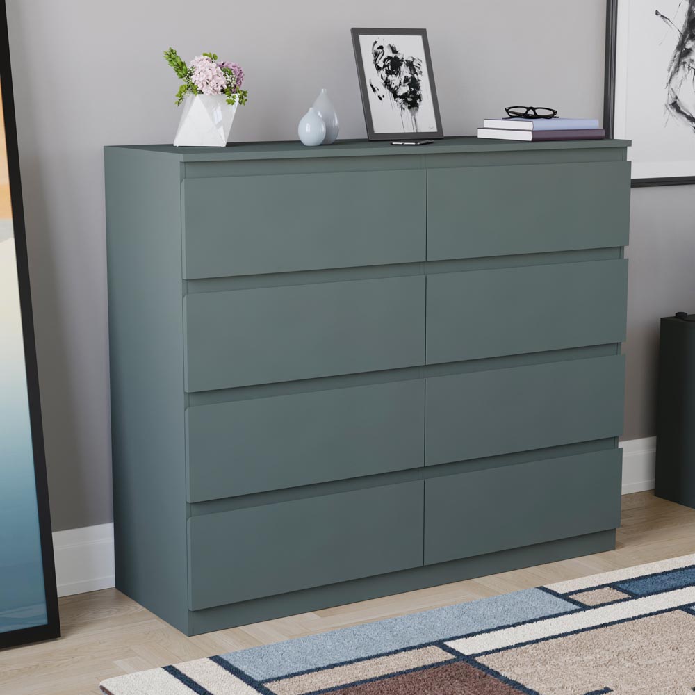 Vida Designs Denver Jasper Green 8 Drawer Bedside Table Image 4