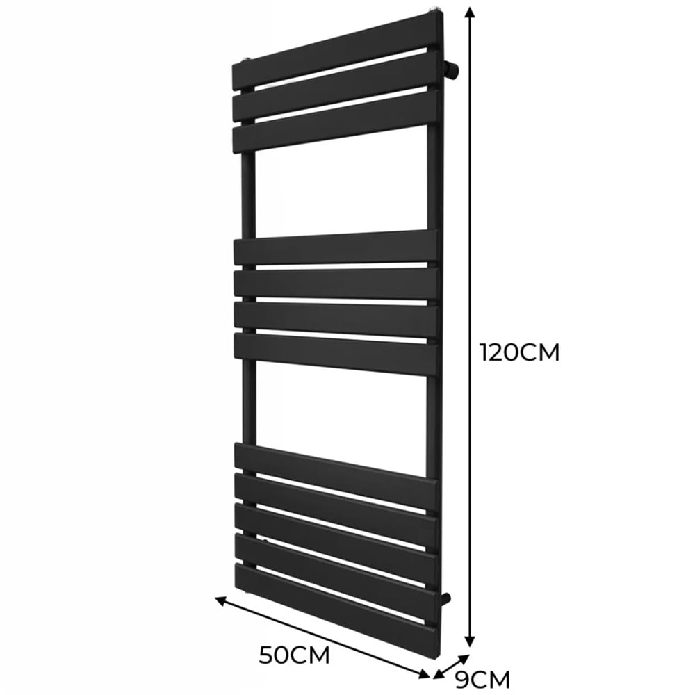 Monster Shop 2070BTU Black Flat Panel Towel Radiator 1200 x 500mm Image 6
