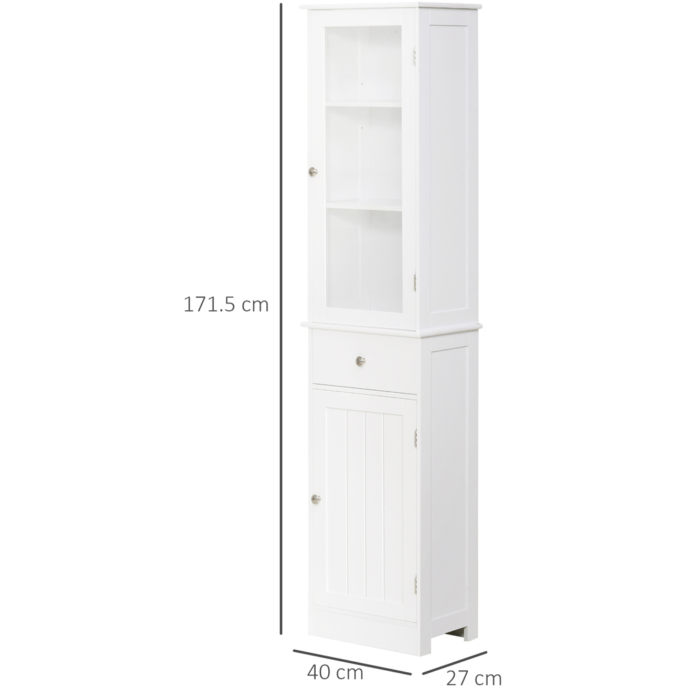 Kleankin 2 Door Single Drawer White Bathroom Floor Cabinet Image 9