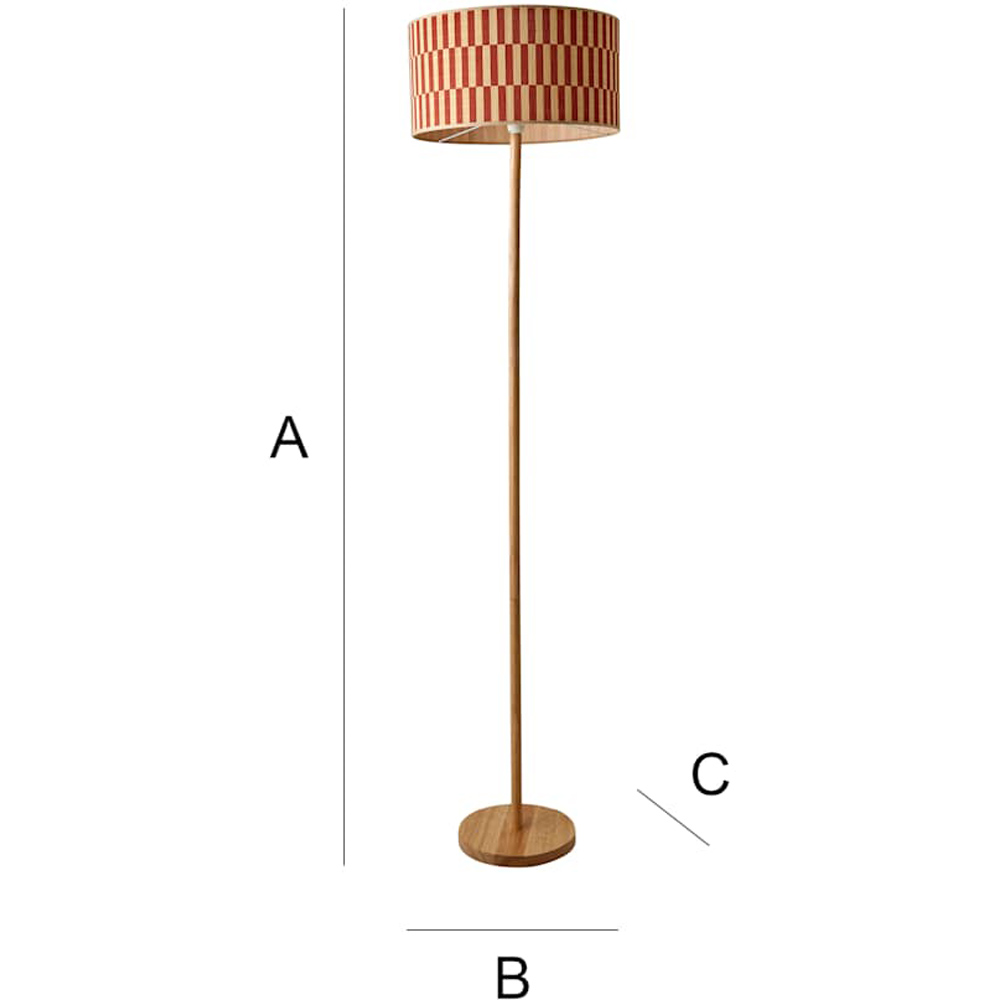 ValueLights Heather Orange Checkerboard Bamboo Shade Light Wood LED Floor Lamp with Bulb Image 7
