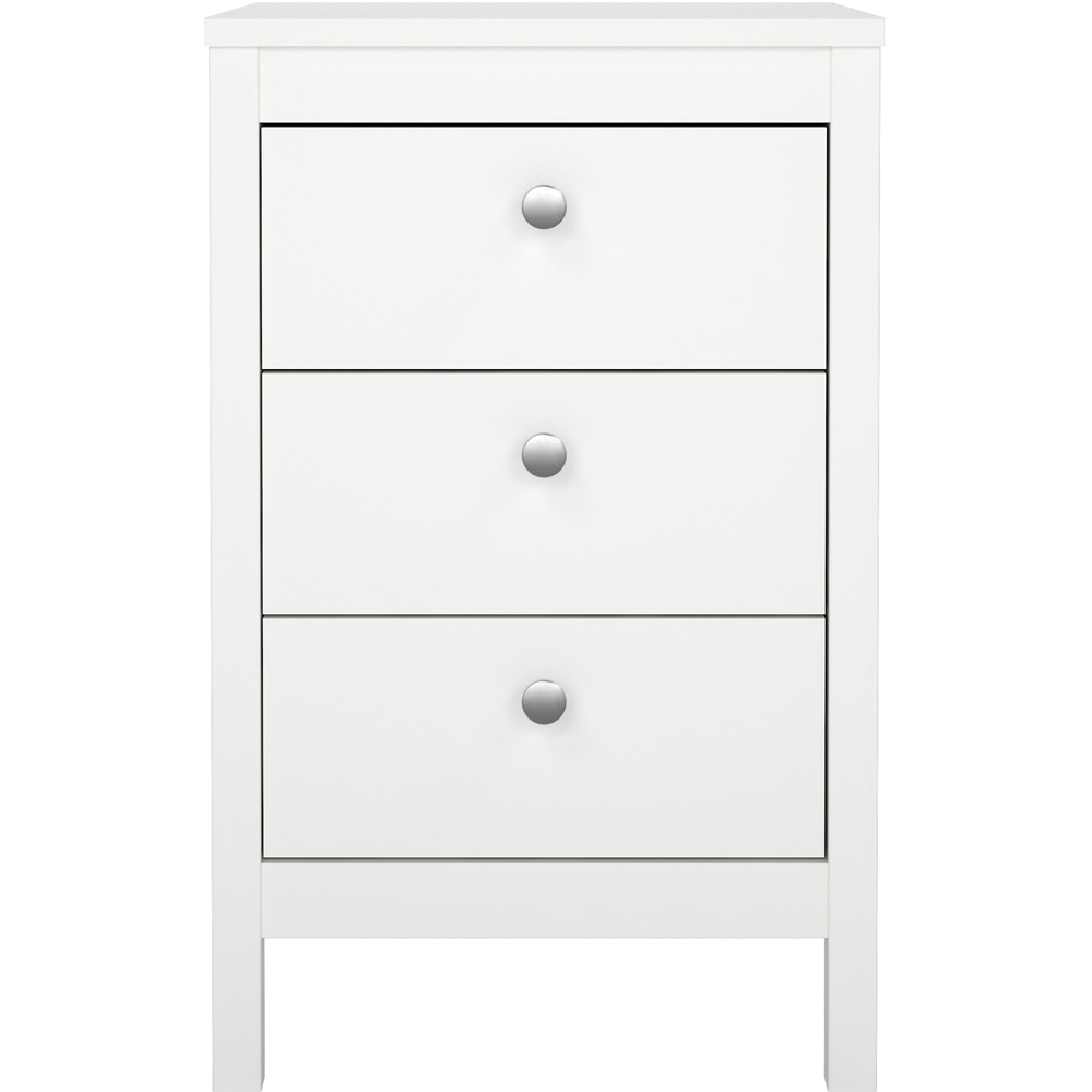 Furniture To Go Madrid White 3 Drawer Bedside Table Image 3