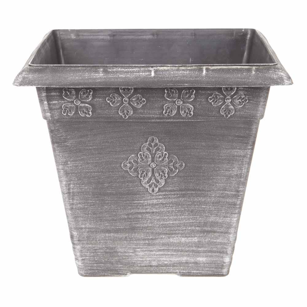 YouGarden Medley Silver Plastic Square Planter 40cm Image 1