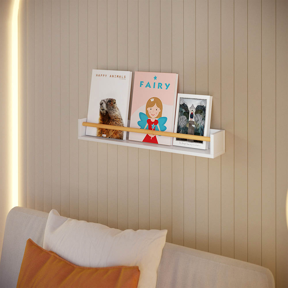 Homebase White Shelf with Pine Rail 2 Pack Image 2