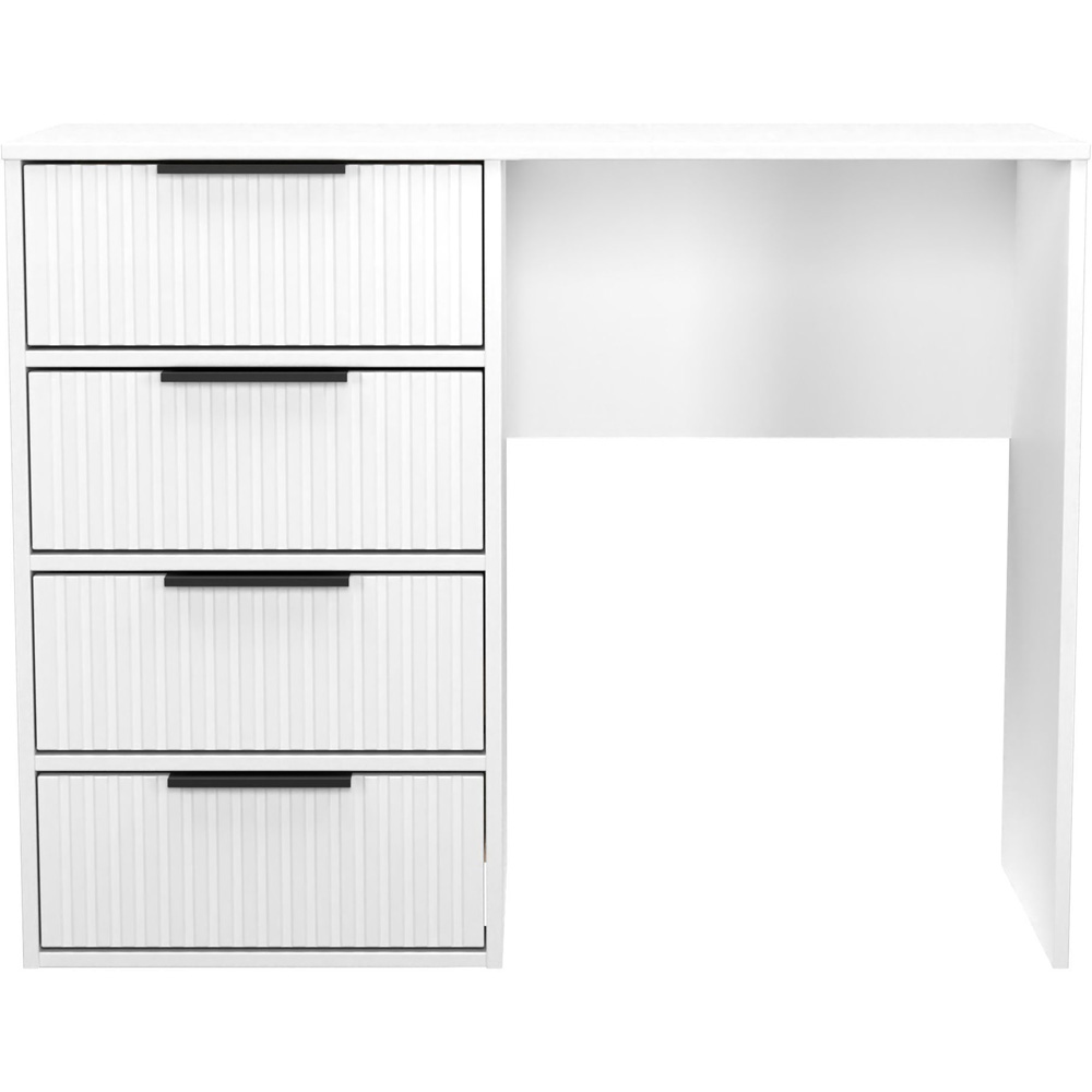 Crowndale Fluted 4 Drawer White Matt Vanity Dressing Table Ready Assembled Image 2