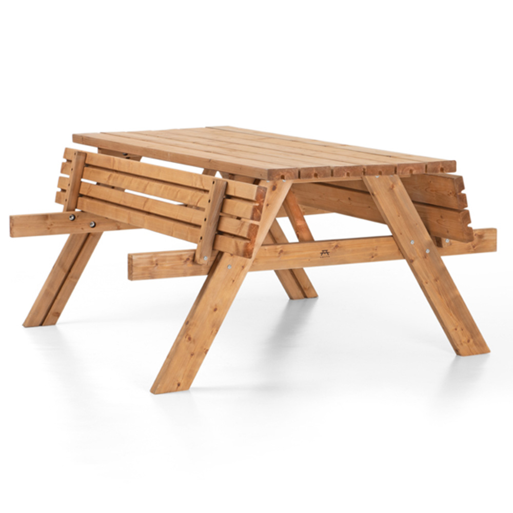 AMATA Ungurs Rusty Hazel Wooden Picnic Table with Foldable Seats Image 3