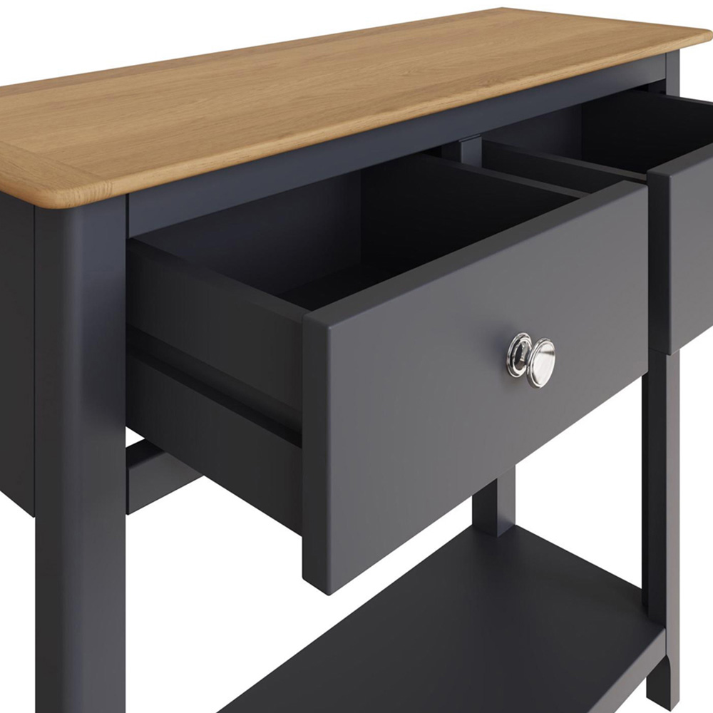 FWStyle Taberno 2 Drawer Graphite Blue Hallway Console Table Image 4