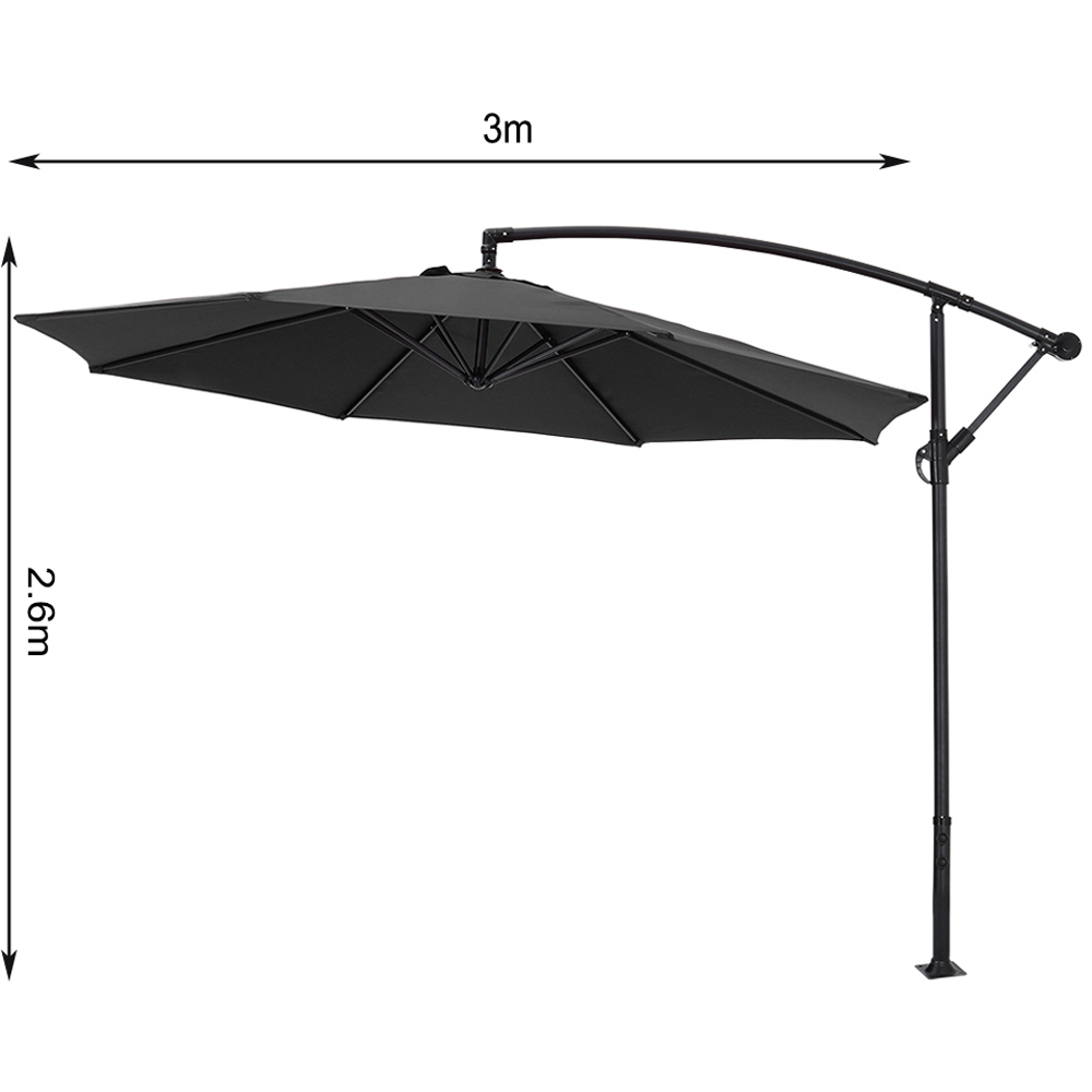 Living and Home Black Cantilever Parasol with Square Base 3m Image 9