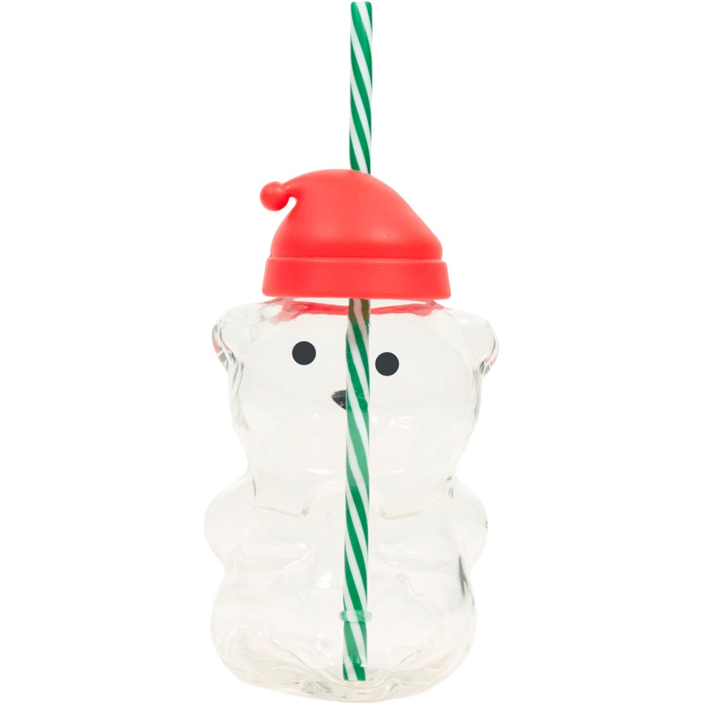 Bear Drinking Jar with Silicone Lid and Straw Image 4