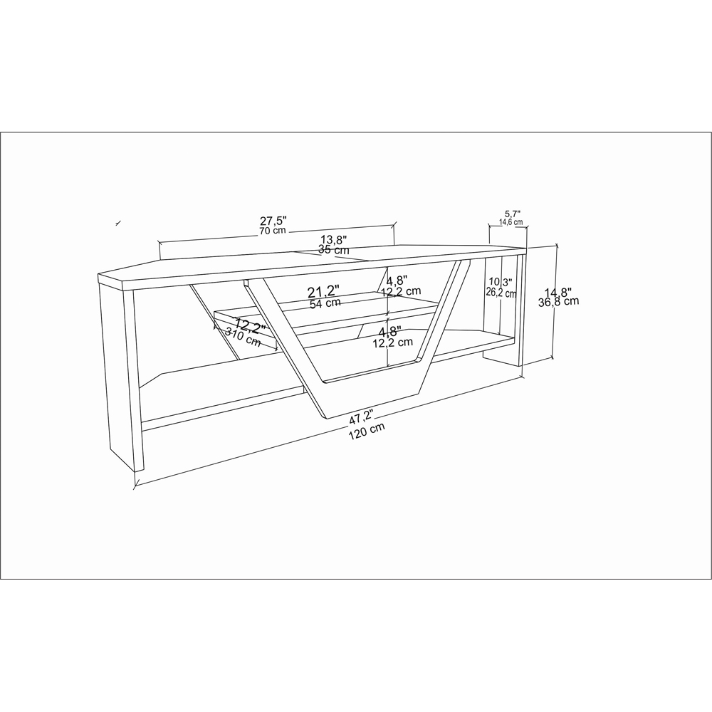 Decorotika Sares 2 Shelf Oak and White Modern TV Unit Image 7