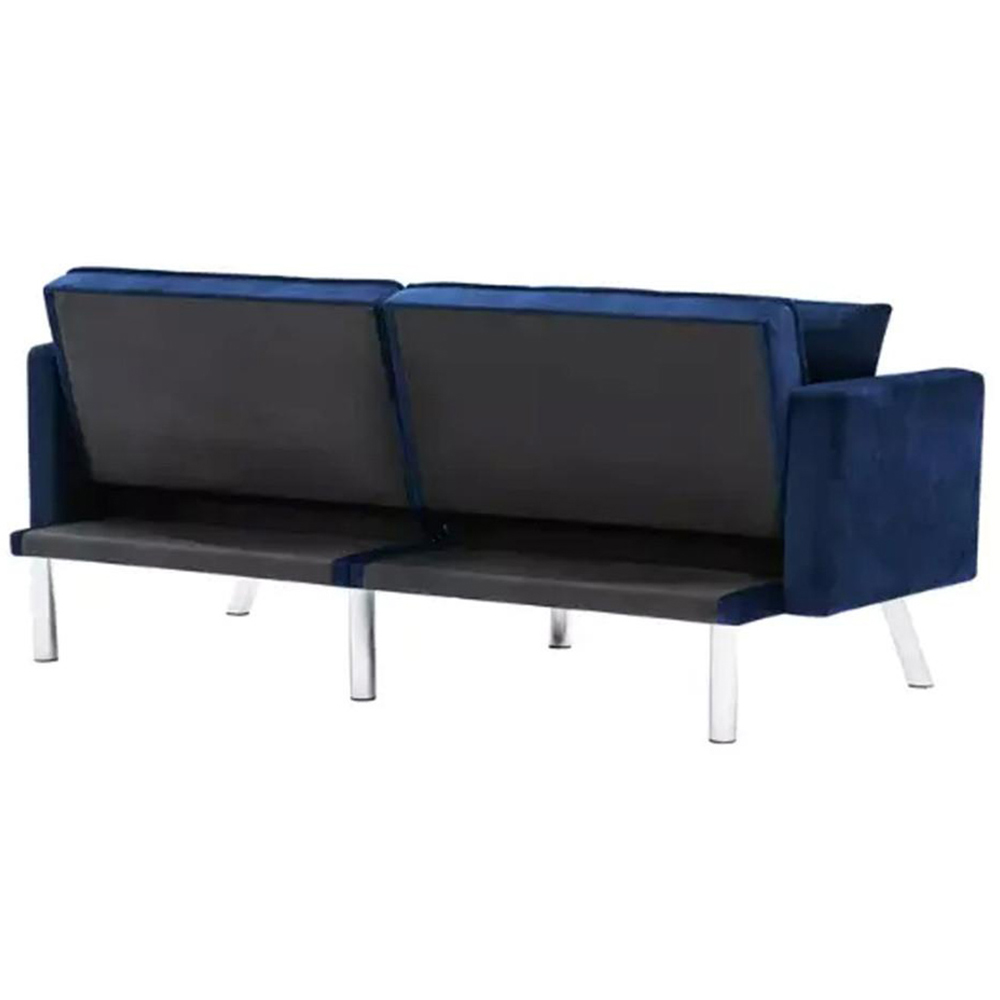 Portland 2 Seater Blue Velvet Sofa Bed with Pillows Image 6