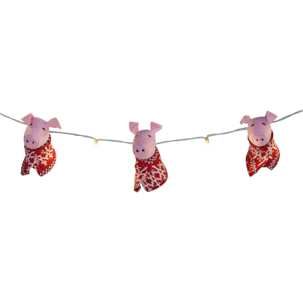 10 LED Pigs in Blanket String LightPink and Red Image 5