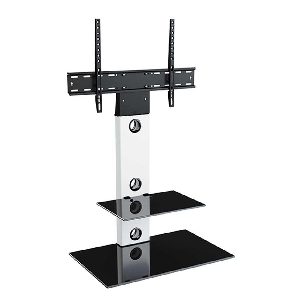 AVF Lesina Satin White and Black Glass Pedestal TV Unit Image 2