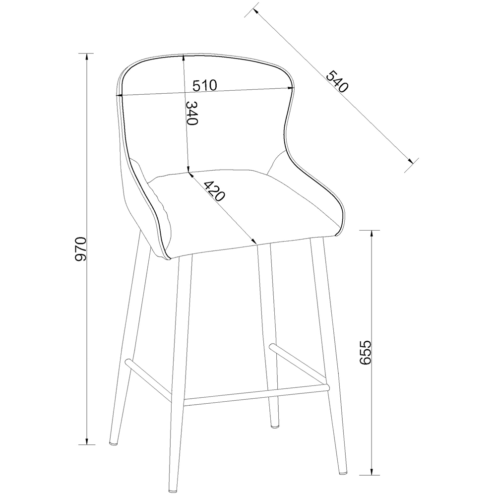 Bentley Designs Rubens Set of 2 Blue Boucle Fabric Upholstered Barstool Image 6