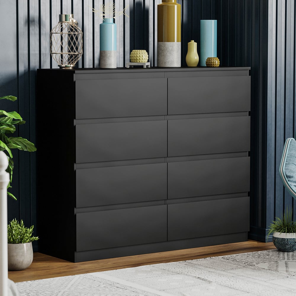 Vida Designs Denver 8 Drawer Black Chest of Drawers Image 7