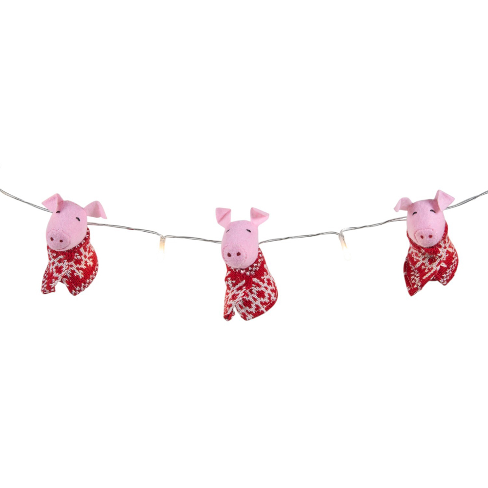 10 LED Pigs in Blanket String LightPink and Red Image 4