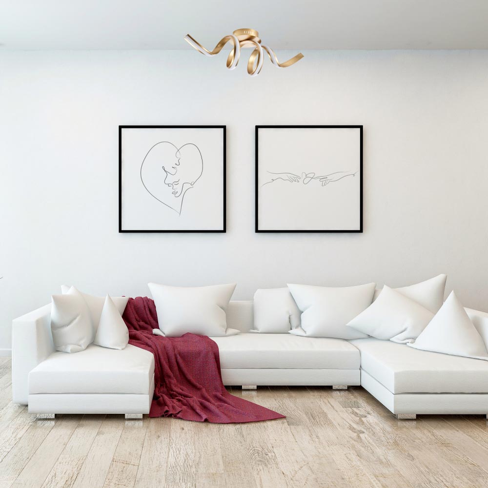 Happy Homewares Spiral Style Brushed Gold Eco LED Ceiling Light Image 2