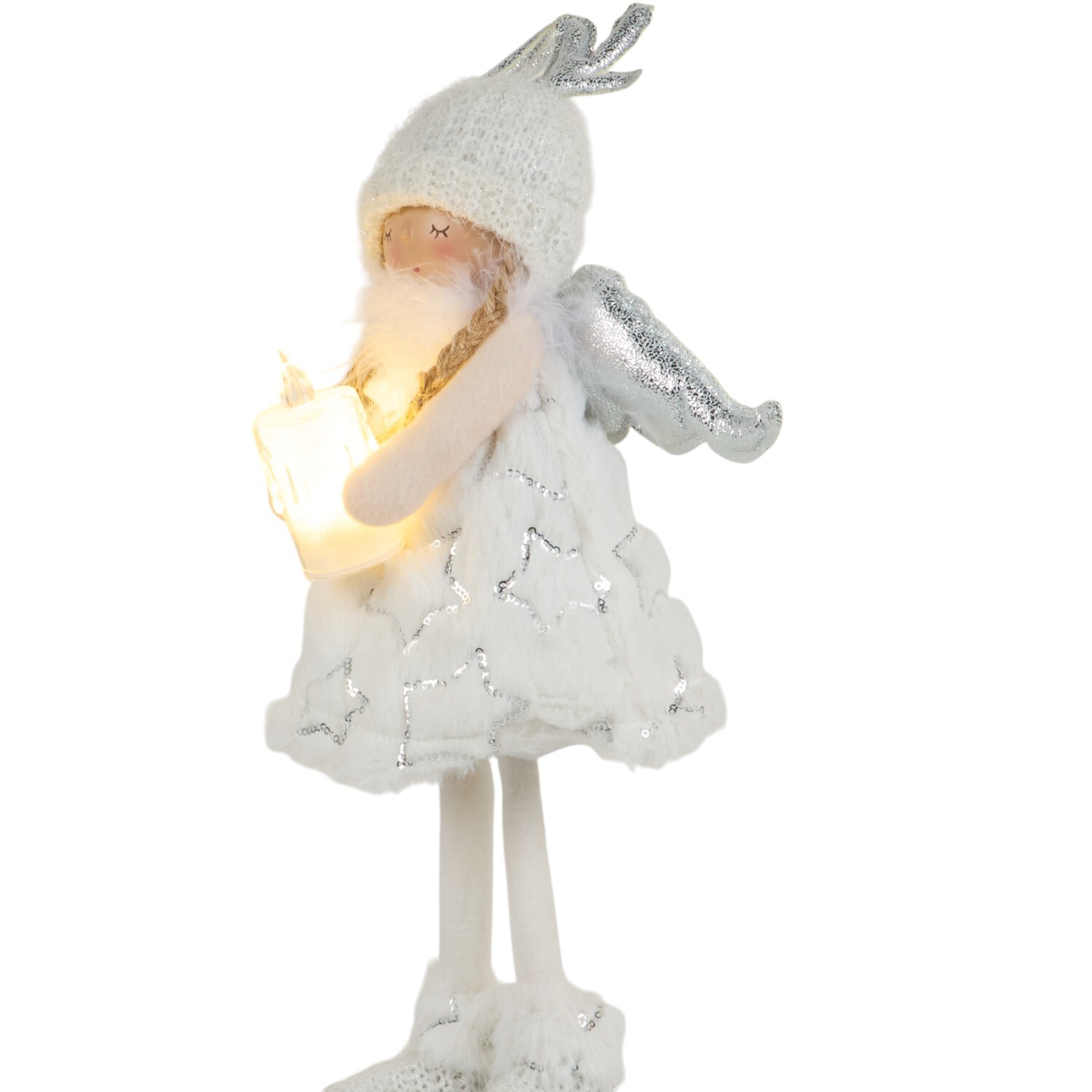 Festive Angel with LED Candle White Image 3