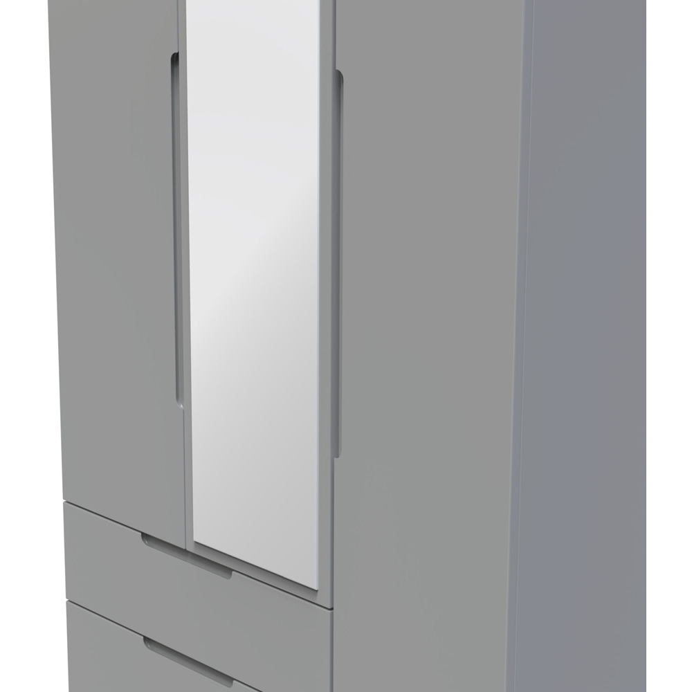 Crowndale Milan 3 Door 2 Drawer Dusk Grey Tall Mirrored Wardrobe Image 5