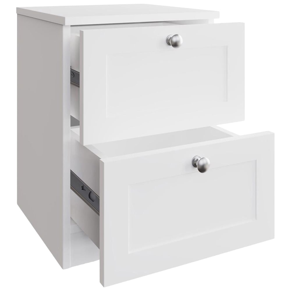 FWStyle Artus 2 Drawer White Panelled Bedside Table Image 5