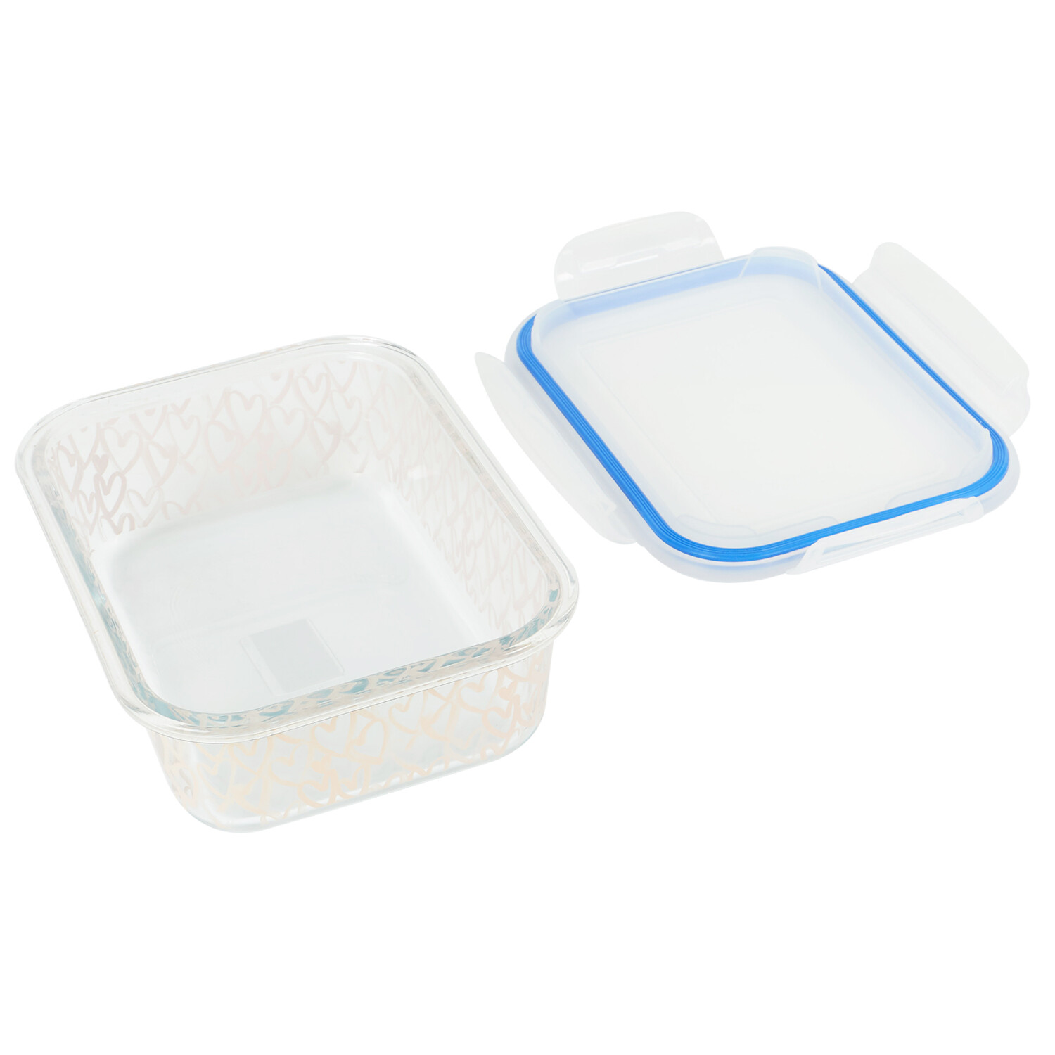 Pink Heart Decal Glass Crisper 1L - Clear and Pink Image 4