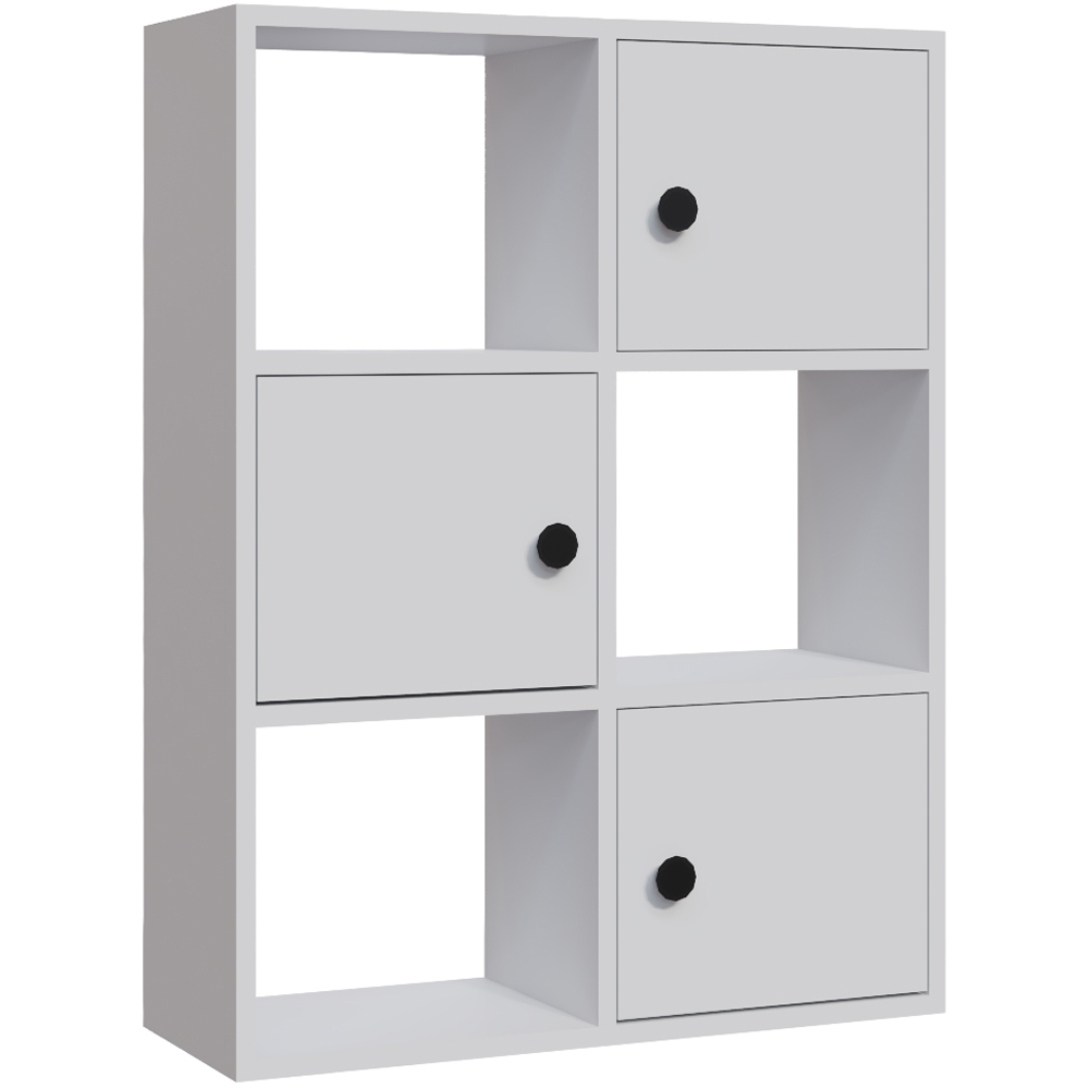 Decorotika Tilton 3 Door 3 Open Shelf White Bookcase Image 2