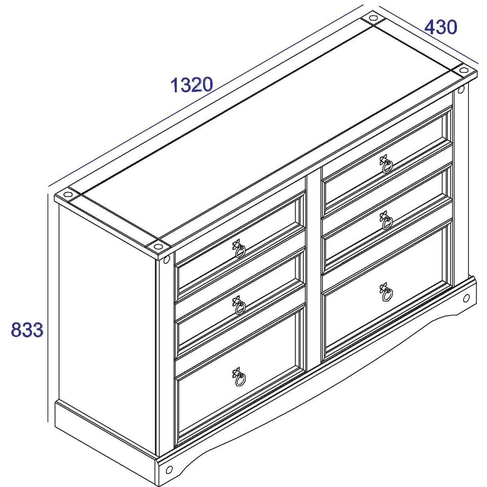 Corona 6 Drawer Antique Wax Wide Chest of Drawers Image 9