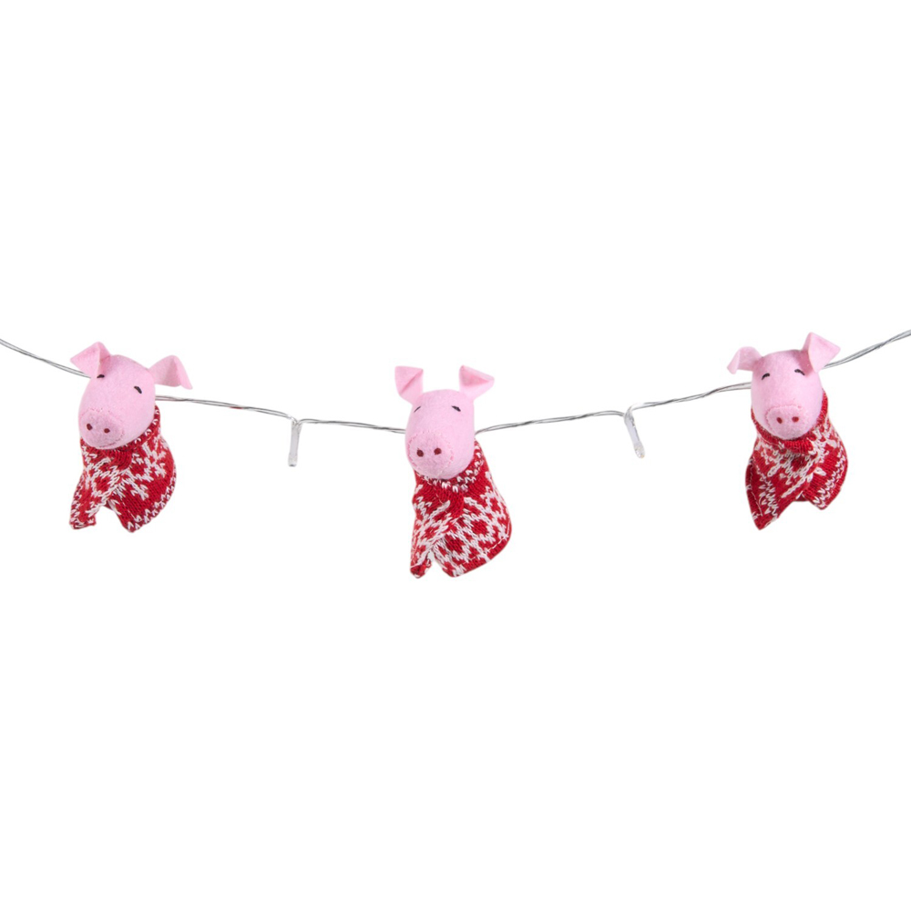 10 LED Pigs in Blanket String LightPink and Red Image 2