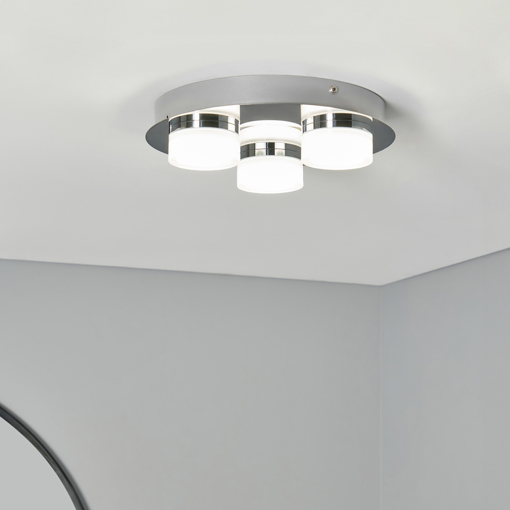 Spa Aylla Chrome 3 LED IP44 Flush Ceiling Light Image 2