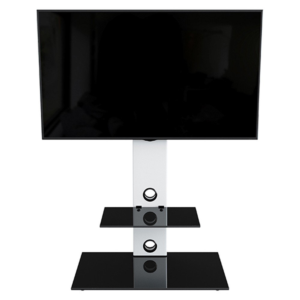 AVF Lesina Satin White and Black Glass Pedestal TV Unit Image 8