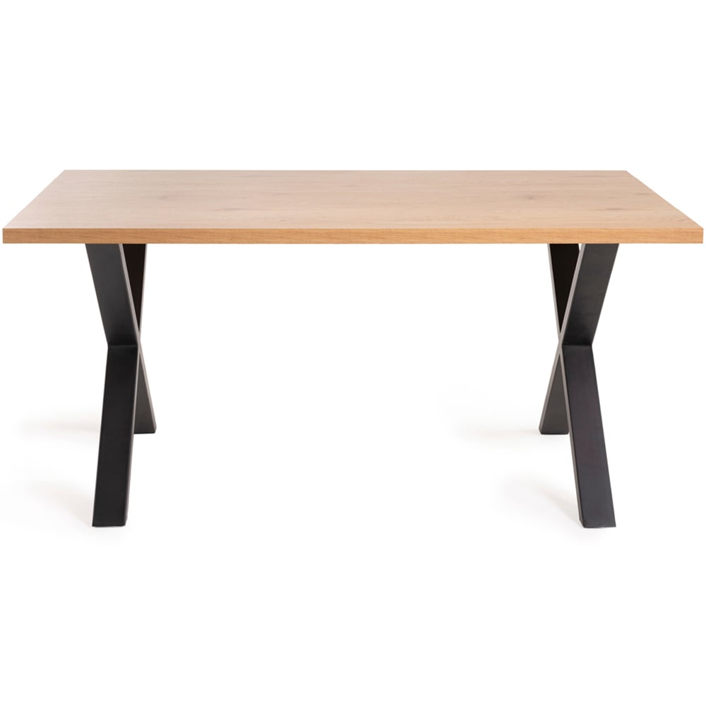 Bentley Designs Ramsay 6 Seater Rustic Oak Effect Melamine Dining Table with X Shape Legs Image 3