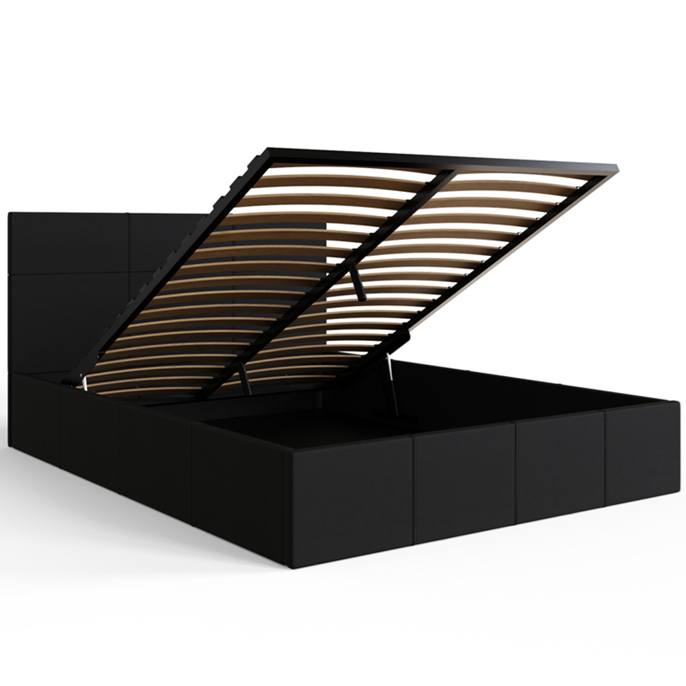 GFW Double Black Faux Leather End Lift Ottoman Bed with Bonnell Mattress Image 4