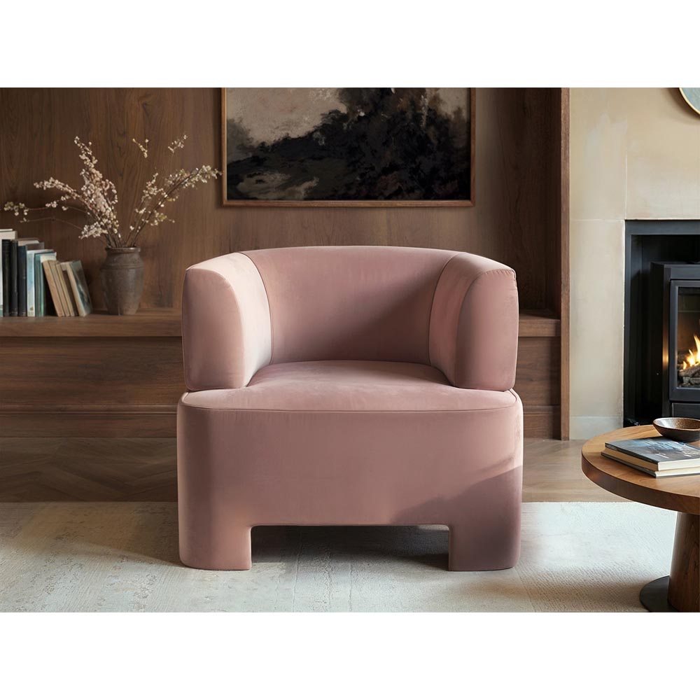 Solace+Co Cleo Pink Velvet Accent Chair Image 4