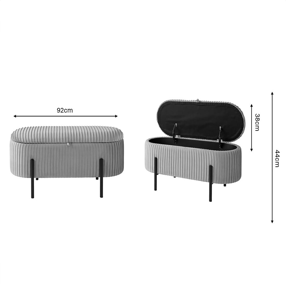 GFW Cairo Grey Small Storage Ottoman Image 8