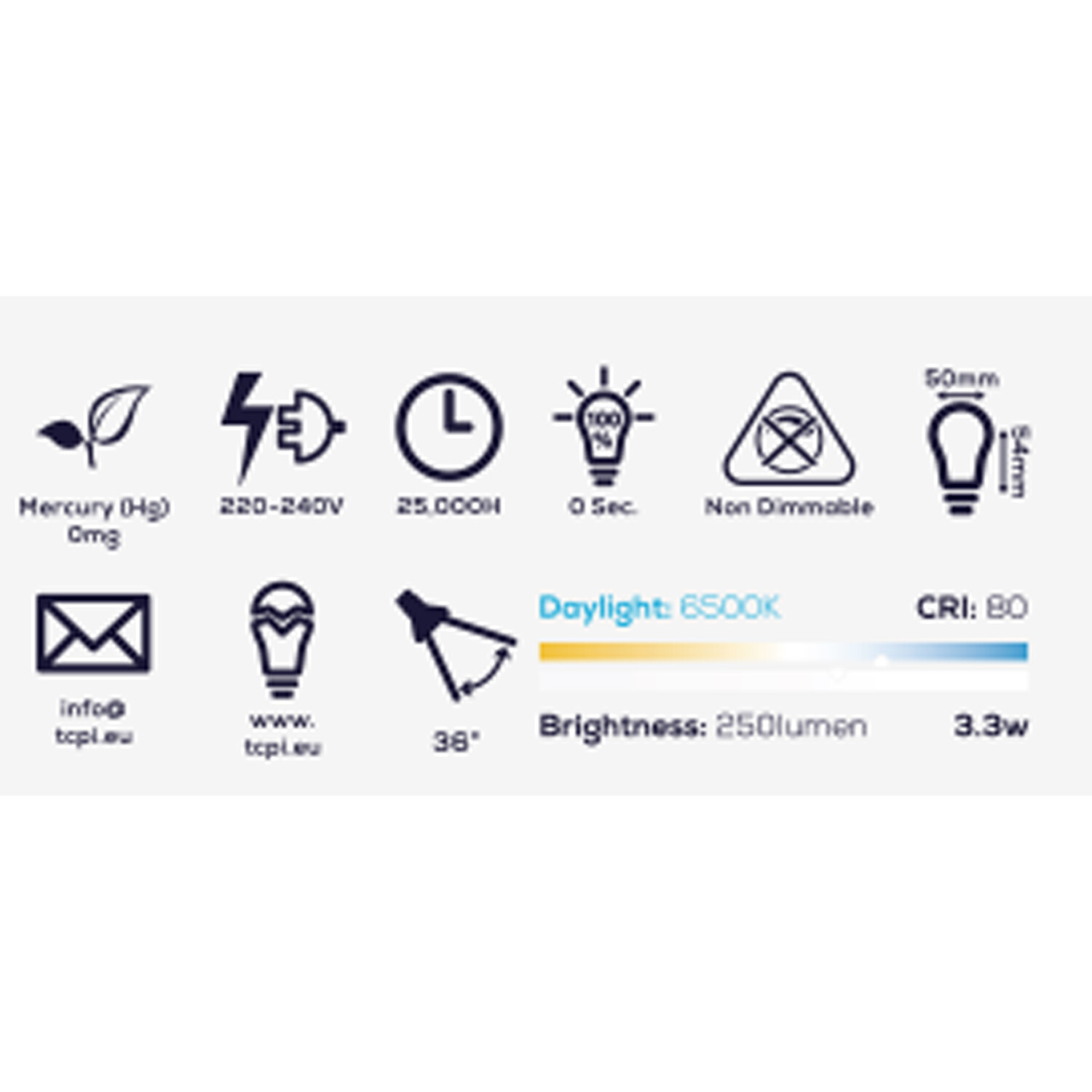 TCP LED Glass GU10 250L Daylight Bulbs - Daylight Image 3