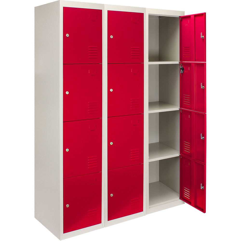 Monstershop 4 Door Red Metal Storage Locker 3 Pack Image 2