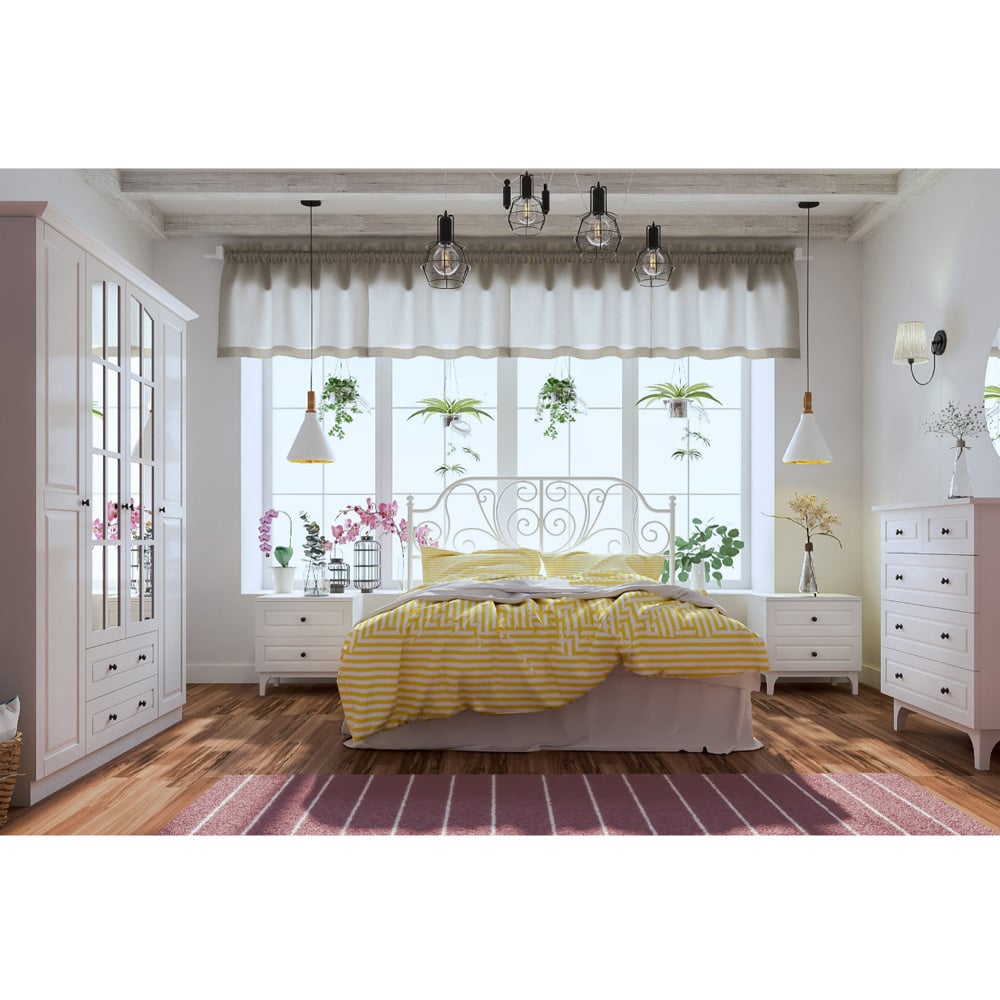 Evu MAISON 4 Door 2 Drawer White XL Mirror Wardrobe Image 4