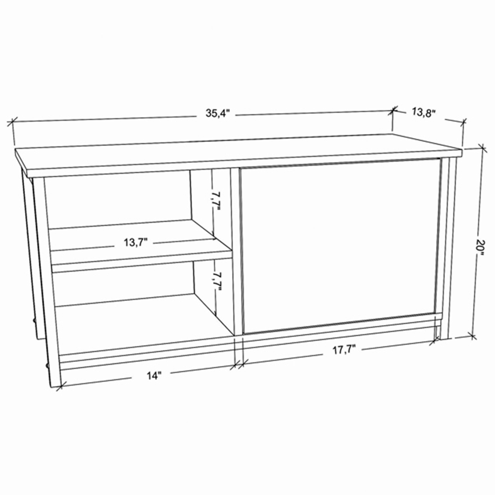 Decorotika Muskegon Single Door and 2 Open Shelf Gold and Anthracite TV Unit Image 7